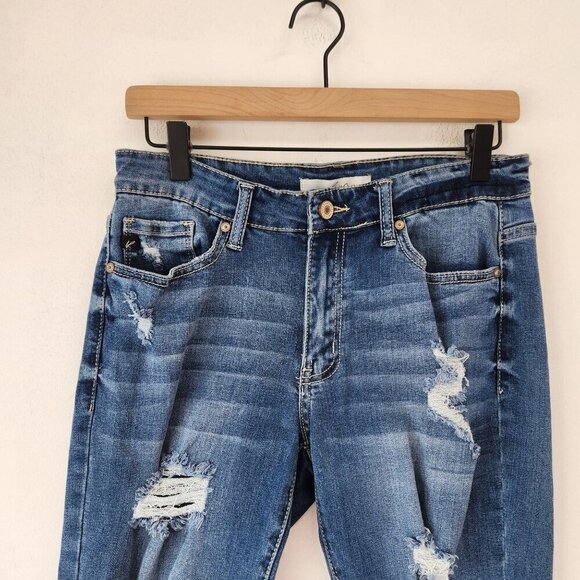 Kancan Distressed Skinny Zipper Ankle Denim Blue Jeans Women's 28 - Picture 3 of 8